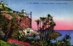 CPA Menton Les Rochers Rouges Frontiere Italienne 