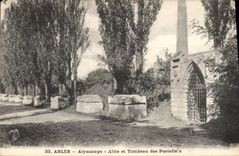 CPA Arles Alyscamps Allee et Tombeau des Porcellets 