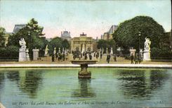 CPA Paris Le petit Bassin des Tuileries et l'Arc de triomphe du Carousel 