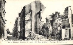 CPA Guerre Europeenne 1914 1915 Le Crime de Reims Maison incendies et bombardees par les Allemands R