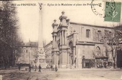 CPA Aix en Provence Eglise dela Madeleine et place des Precheurs 
