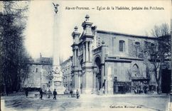 CPA Aix en Provence Eglise de la Madeleine fontaine des Precheurs 