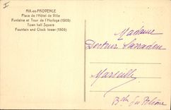 CPA Aix en Provence place de l'hotel de ville Fontaine et tour de l'Horloge 1505 