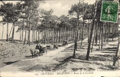 CPA Cote d'Argent Arcachon route de la Corniche Attelages Chevaux