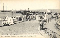 CPA Arcachon Gironde la Grande Jetee et la Plage 