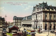 CPA Bordeaux la Gare St Jean Depart et l'hotel Terminus Tramway