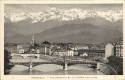 CPA Grenoble Vue generale et la Chaine des Alpes 