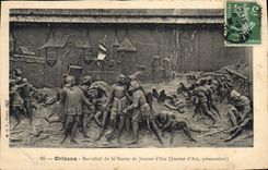 CPA Orleans Bas Relieg de la Statue de Jeanne d'Arc 