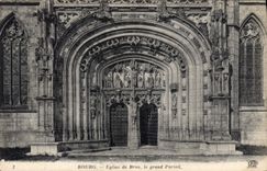 CPA Bourg Eglise de Brou le grand Portail 