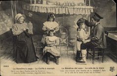 CPA La Baretire a papa La Coiffe a maman La Baretina da pare La Cofa de la mare 