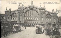 CPA Paris Gare du Nord et Boulevard Denain Tramway
