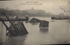 CPA Crue de la Seine Paris Vue prise au Pont de l'Alma 