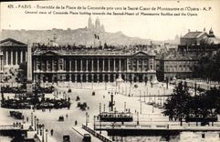 CPA Paris Ensemble de la Place de la Concorde pris vers le Sacre Coeur de Montmartre et l'Opera 