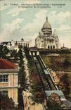 CPA Paris basilique du Sacre Coeur Funiculaire et Reservoir de Montmartre 