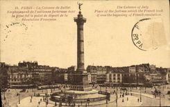 CPA Paris La Colonne de Juillet Emplacement de l'ancienne forteresse dont la prise fut le point de d