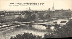 CPA Paris Vue perspective de la Seine vers la Gare d'Orleans et la Tour Eiffel 