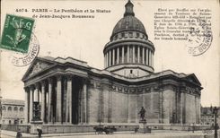 CPA Paris Le Pantheon et la Statue de Jean Jacques Rousseau 