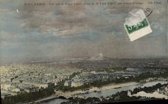 CPA Paris Vue sur le Sacre Coeur prise de la Tour Eiffel par temps d'orage 