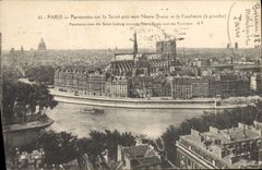 CPA Paris Panorama sur la Seine pris vers Notre Dame et le Pantheon a gauche 