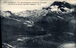 CPA Dauphine Vue panoramique du Col du Lautaret Le Col et le Grand Galibier (3242 m)