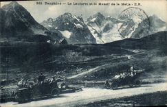 CPA Dauphine le Lautaret et le Massif de la Meije Automobiles