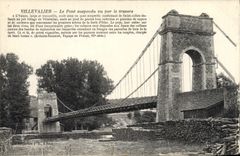 CPA Villevalier Le Pont suspendu vu par le travers 