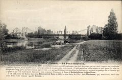 CPA Cezy Yonne Le Pont suspendu 