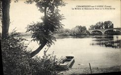 CPA Champigny sur Yonne Yonne La Riviere et l'Amorce du Pont sur la Rive Droite 