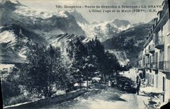 CPA Dauphine Route de Grenoble a Briancon La Grave L'Hotel Juge et la Meije 