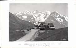 CPA Chalet Restaurant PLM Col du Lautaret Vue de la Meije 