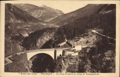 CPA Routes des Alpes Briancon Le Pont d'Asfeld et route du Montgenevre 