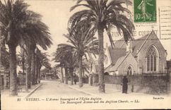 CPA Hyeres l'Avenue Beauregard et l'eglise Anglaise 