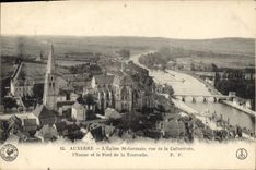CPA Auxerre l'Eglise St Germain vue de la Cathedrale l'Yonne et le Pont de la Tournelle 