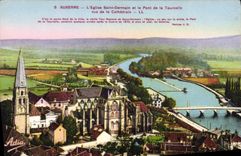 CPA Auxerre l'Eglise Saint Germain et le Pont de la Tournelle vus de la Cathedrale 