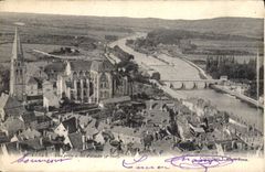 CPA Auxerre vue prise de vol d'oiseau 