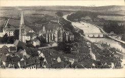 CPA Auxerre Eglise Saint Germain et le pont de la Tournelle vus de la Cathedrale 