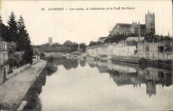 CPA Auxerre les Quais la Cathedrale et la tour St Pierre 