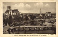 CPA Auxerre la Cathedrale et l'eglise Saint germain vues du Pont Paul Bert 