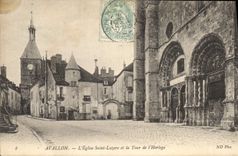 CPA Avallon l'Eglise Saint Lazare et la Tour de l'Horloge 