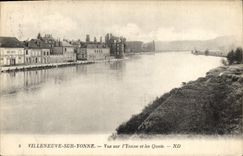 CPA Villeneuve sur Yonne Vue sur l'Yonne et les Quais 
