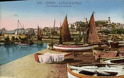 CPA Cannes Le Port et la Plage Bateaux