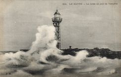 CPA Le Havre La Jetee un jour de Tempete 