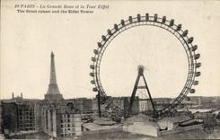 CPA Paris La Grande Roue et la Tour Eiffel 
