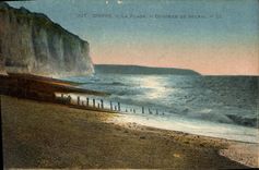 CPA Dieppe La Plage Coucher de Soleil 
