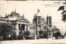 CPA Strasbourg Palais de Justice Eglise Saint Pierre le Jeune 