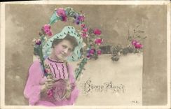 CPA Bonne Annee Femme