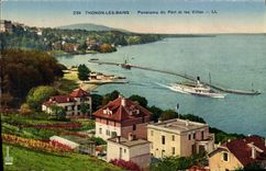 CPA Thonon Les Bains Panorama du Port et les Villas 