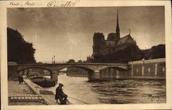 CPA Paris Notre Dame et le Pont de l'Archeveche 