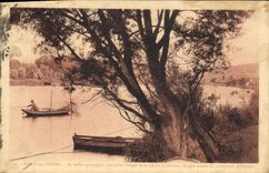 CPA Pont sur Yonne sa belle Campagne ses jolies berges et la peche y chaque annee de 