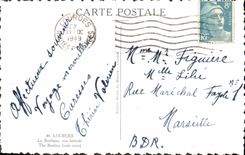 CPA Lourdes La basilique vue laterale 